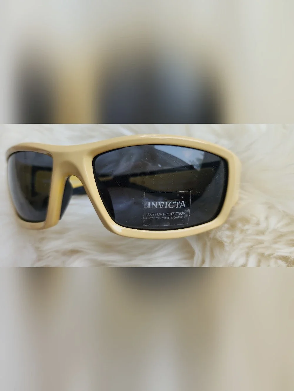 Invicta Men’s Cream Frame Sunglasses with Black Lenses